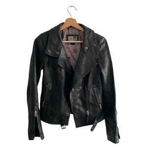 Mackage Black Leather Kenya Moto Style Jacket Size XS